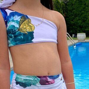 Markim Swim Girls 2 Piece Bikini Butterfly Printed Size 4
